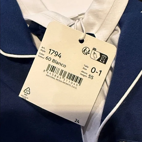 Blue and White Baby Suit Set 0-1 month Matching Sets